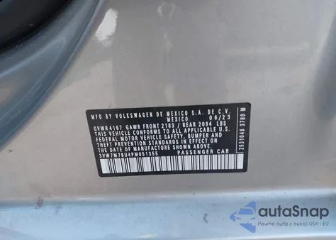 2023 Volkswagen Jetta 1.5T Se from USA, damaged, VIN 3VW7M7BU4PM051355